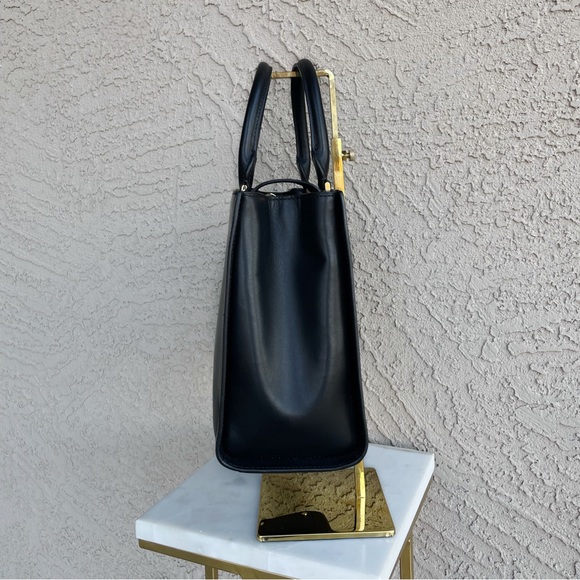 KATE SPADE Classic Neutral Black Smooth Leather Reegan Satchel Top Handle Bag - Picture 15 of 17